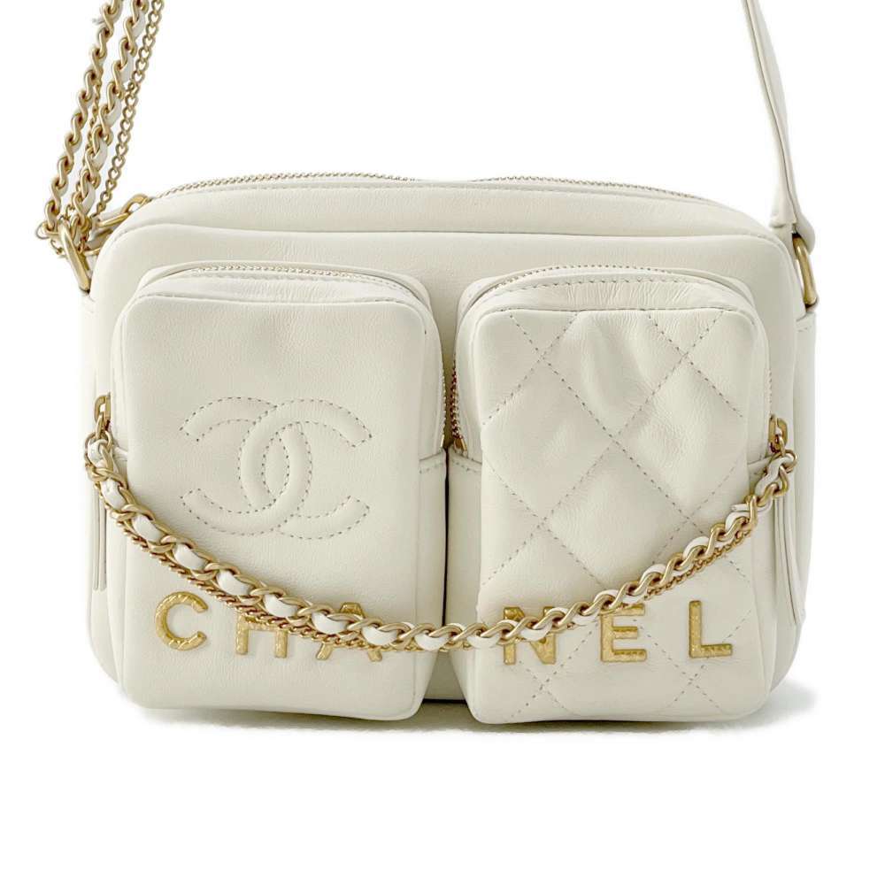 Chanel Matelasse Coco Mark Small Camera Bag White